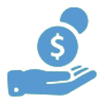 Icon of an open hand receiving money