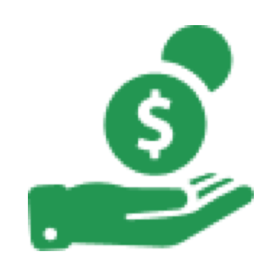 Icon of an open hand receiving money