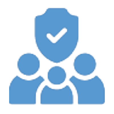 Icon of a group of people with a check mark of approval overhead