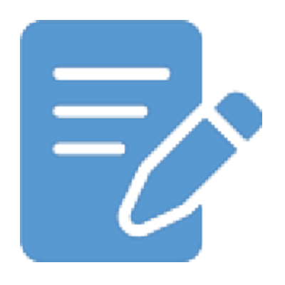 Icon of a pen signing a piece of paper